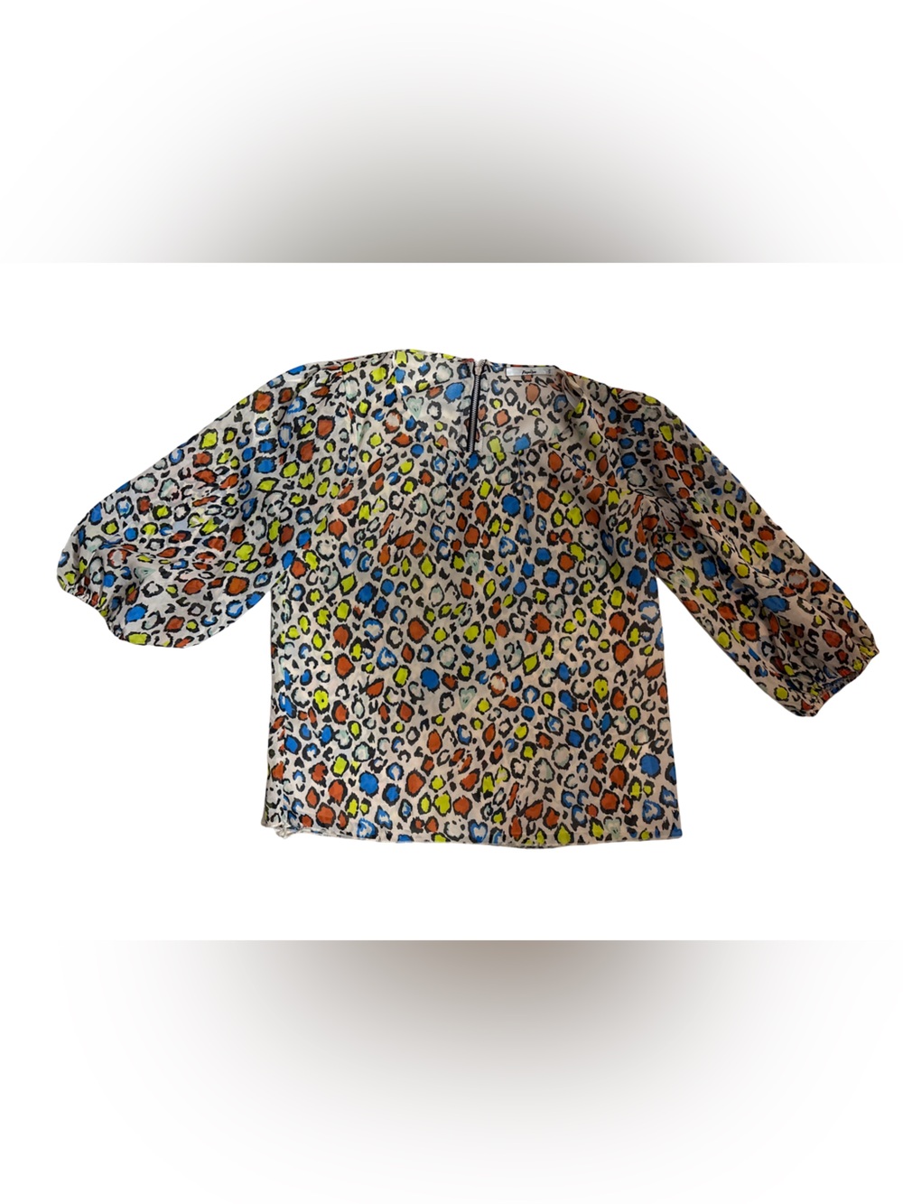 Papaya Multicolor Leopard Print Top- Blue, Orange, Yellow, Black
